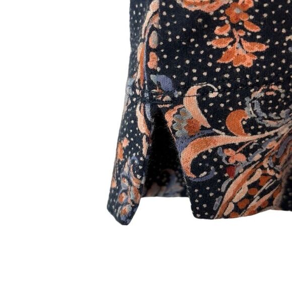 J. Jill Simply Supima scoop-neck cotton tunic multi paisley on black print long - Picture 4 of 9